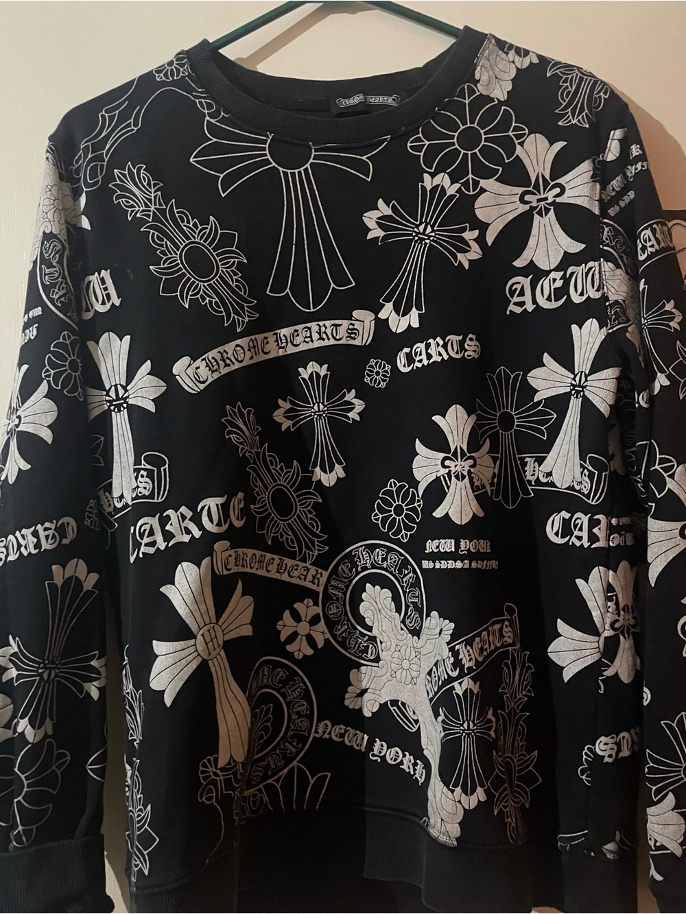 Chrome Hearts Black Sweatshirt with White Graphic Crosses